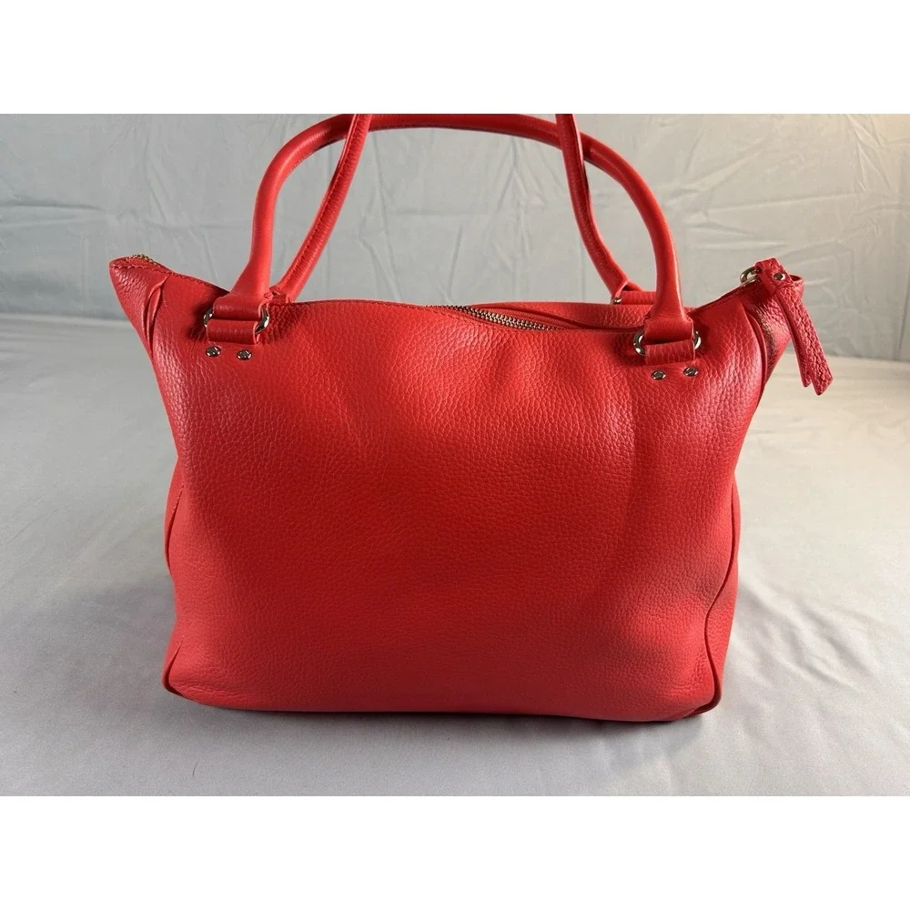 Kate Spade New York Red Pebbled Leather Satchel Tote Shoulder‎ Bag Gold Logo